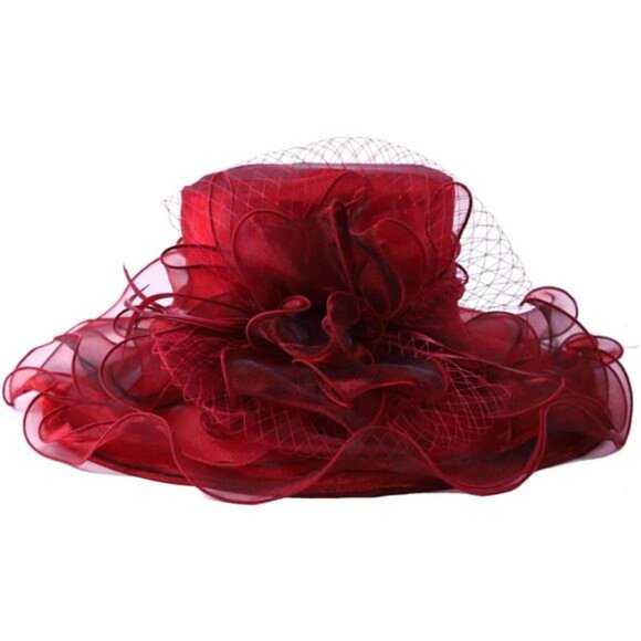 Women Derby Church Dress Fascinator Wide Brim Tea Party Wedding Hat - Picture 2 of 7
